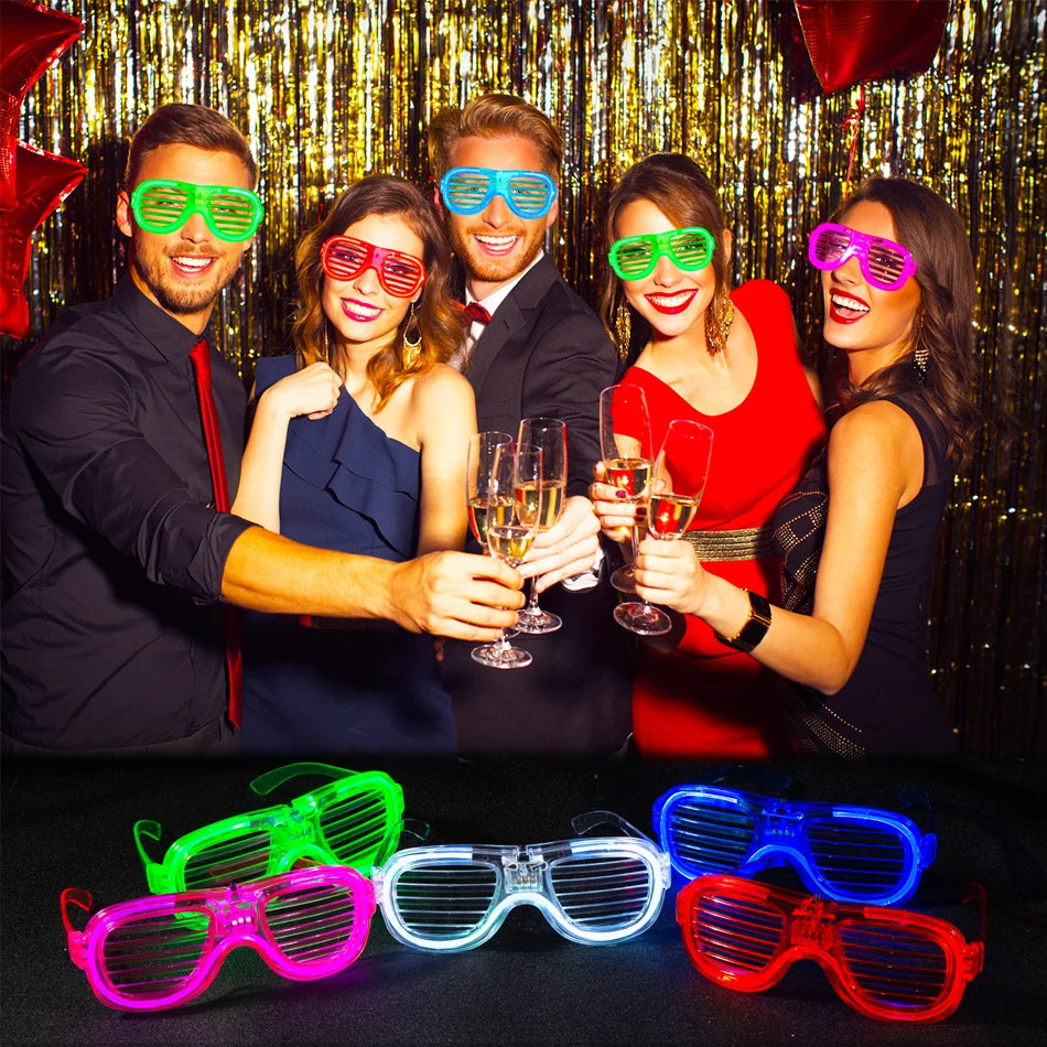 12/25 PCS LED Light Up Glasses Bulk 5 Colors Glow Glasses Glow in The Dark Party Supplies Neon Party Favors for Wedding Birthday