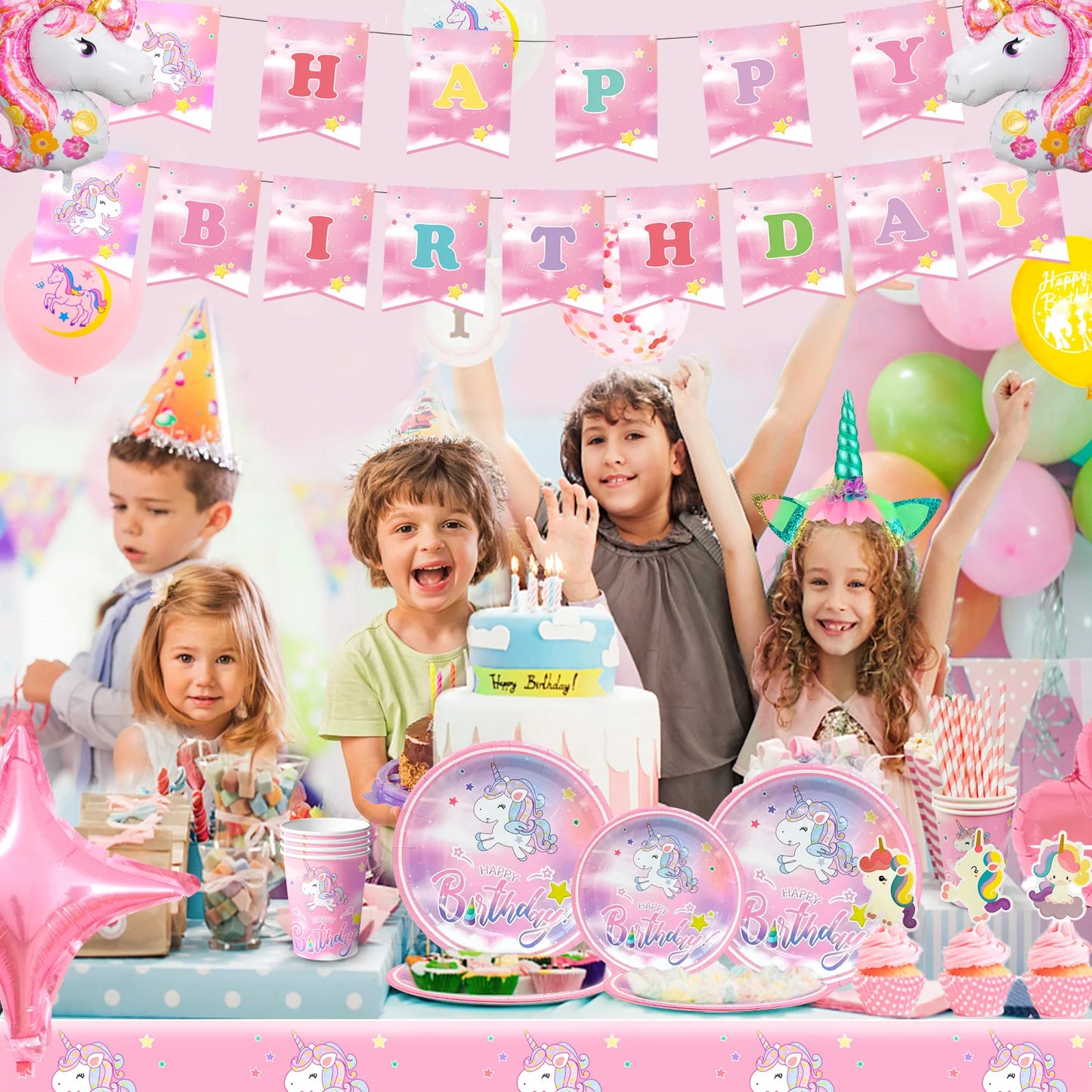 Unicorn Birthday Party Supplies,116pcs