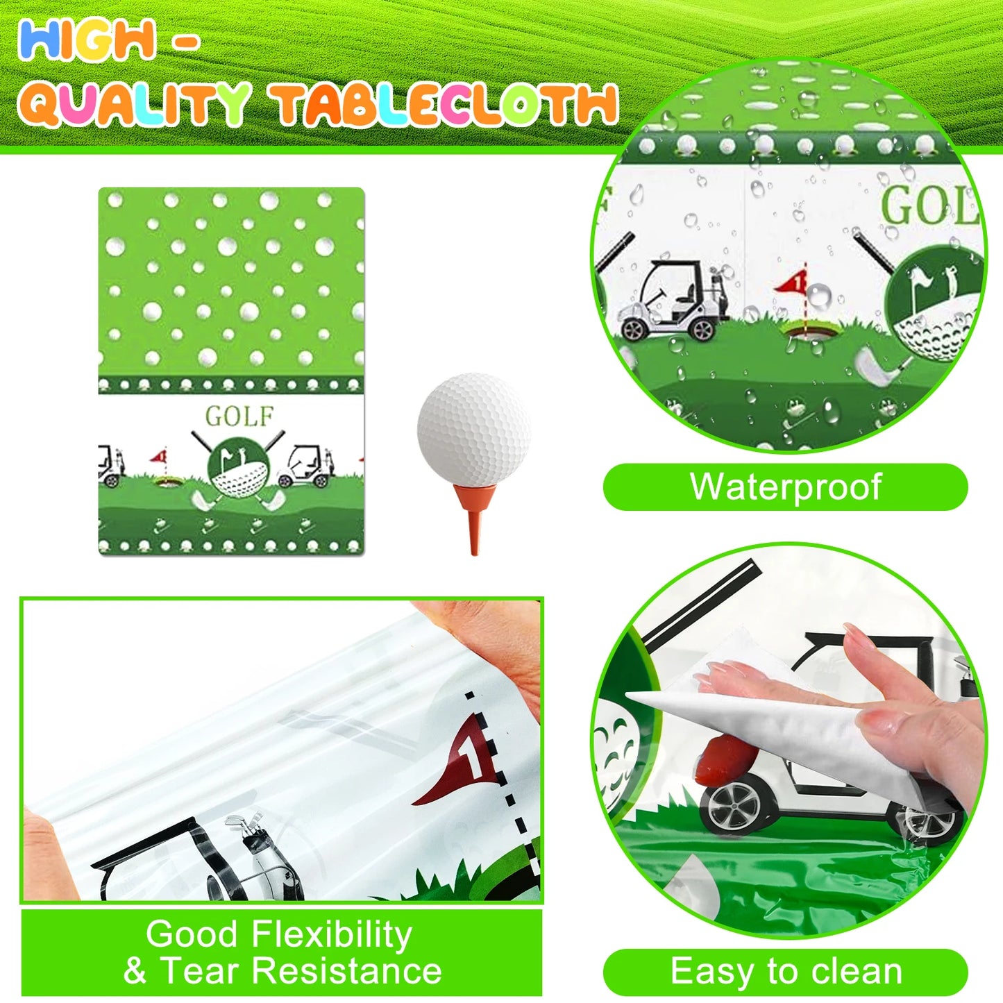 Golf Party Decoration,159PCS Sports Tableware Golf Plates and Napkins  Party Supplies Include Happy Birthday Banner Tablecloth