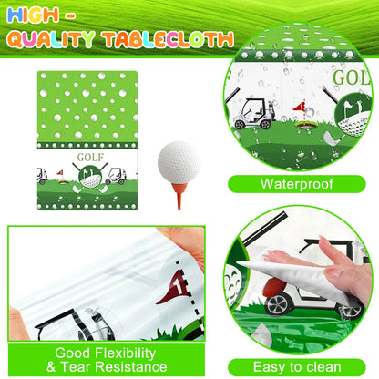 Golf Party Decoration,159PCS Sports Tableware Golf Plates and Napkins  Party Supplies Include Happy Birthday Banner Tablecloth