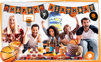 Basketball Birthday Decorations,98pcs Basketball Party Supplies and Decorations Set -Balloons Banner Tablecloth Plates ect