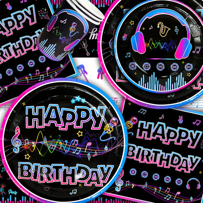 Tik Tok Party Supplies,93pcs Birthday Party Decorations&Tik Tok Tableware Set- Plates Cups and Napkins Tablecloth Balloons etc