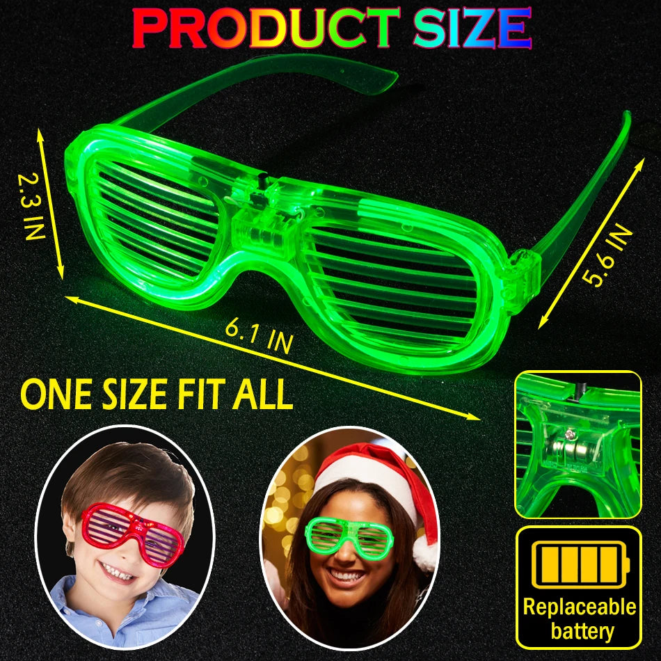 12/25 PCS LED Light Up Glasses Bulk 5 Colors Glow Glasses Glow in The Dark Party Supplies Neon Party Favors for Wedding Birthday