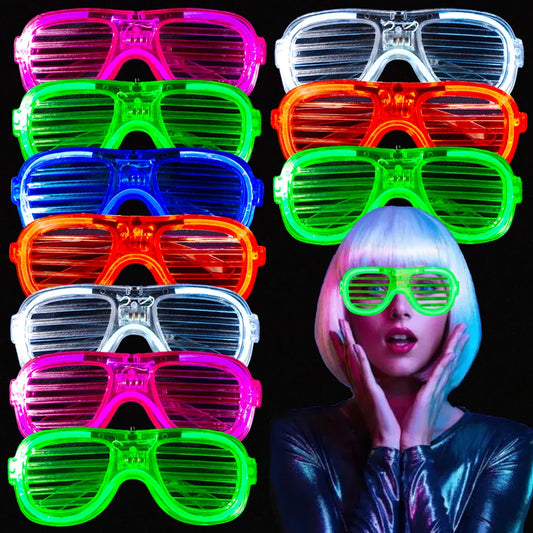 12/25 PCS LED Light Up Glasses Bulk 5 Colors Glow Glasses Glow in The Dark Party Supplies Neon Party Favors for Wedding Birthday