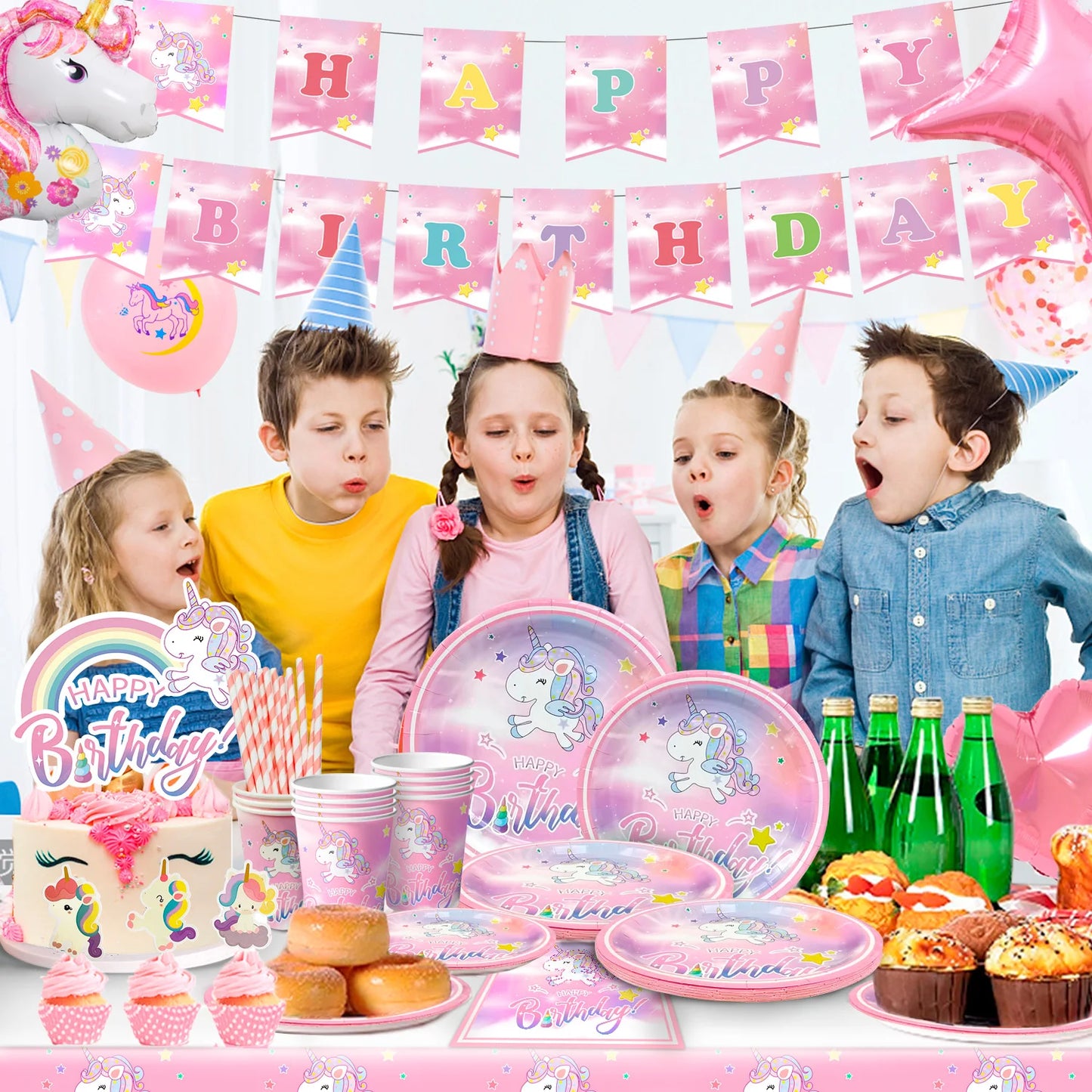 Unicorn Birthday Party Supplies,116pcs