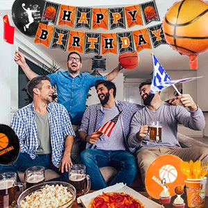 Basketball Birthday Decorations,98pcs Basketball Party Supplies and Decorations Set -Balloons Banner Tablecloth Plates ect