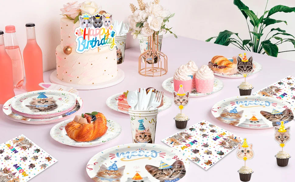 Cat Birthday Party Supplies,93pcs Birthday Decorations