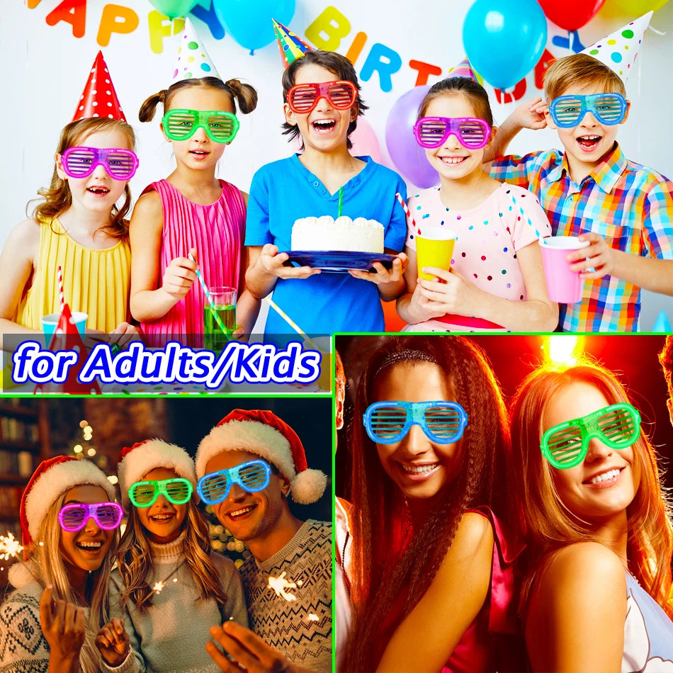 12/25 PCS LED Light Up Glasses Bulk 5 Colors Glow Glasses Glow in The Dark Party Supplies Neon Party Favors for Wedding Birthday