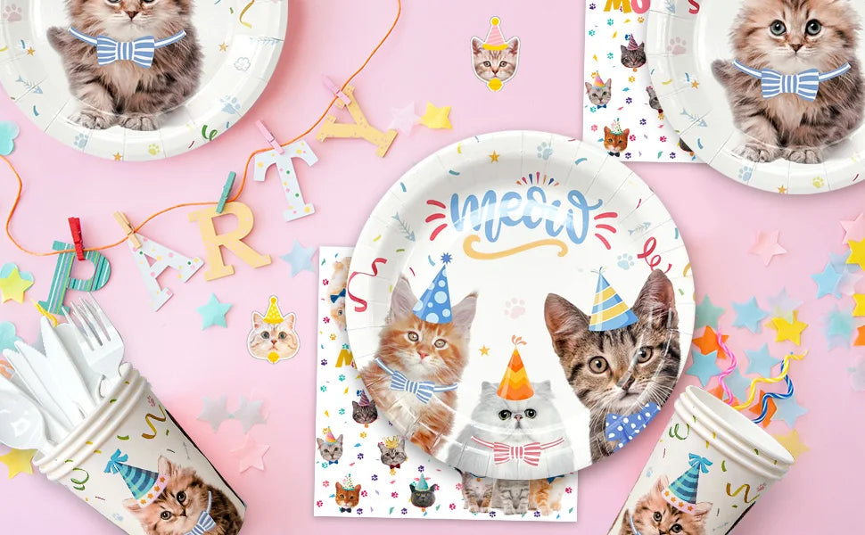 Cat Birthday Party Supplies,93pcs Birthday Decorations