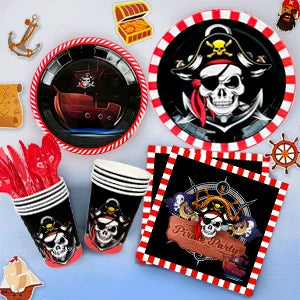 Pirate Birthday Party Supplies,161pcs Party Decorations&Tableware Set-Pirate Haging Swirln&Pirate Plates Cups Napkins etc