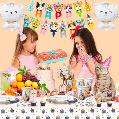 Cat Birthday Party Supplies,93pcs Birthday Decorations