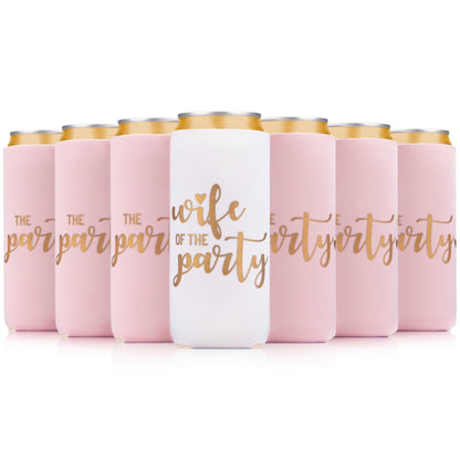 Prazoli Bachelorette Can Coolers, Bridal Party Gifts, Bridal Shower Party Favors, Slim, Wife of the Party, 12-Pack