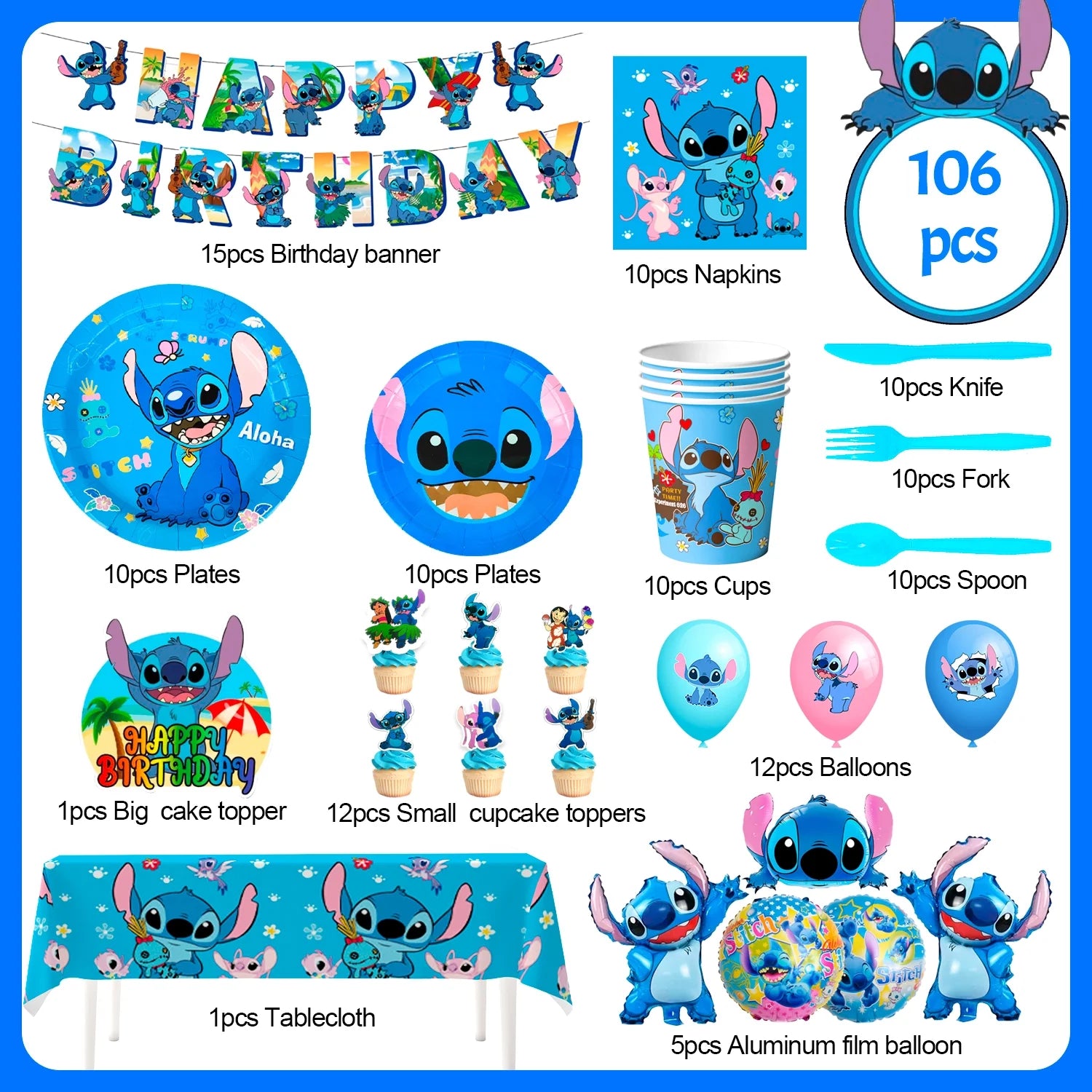 Cartoon Party Supplies,Cartoon Birthday Decorations&Cartoon and Angel Birthday Tableware Set - Cartoon Birthday Party Balloons Banner&Cartoon Party Plates Napkins Etc Cartoon Birthday Party Supplies