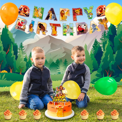 The Lion King Birthday Party Decoration Tableware Set, Lion King Party Supplies Tableware - the Lion King Table Cloth Banner Plates Napkins Cups Etc for Lion King Birthday Party Decorations