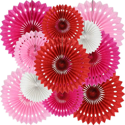 Red Pink Rose Red Hanging Tissue Honeycomb round Paper Fans Decor Kit for Birthday Girl Kid Shower Bachelorette Wedding Christmas Backdrops Anniversary Party Supplies（11 Packs）