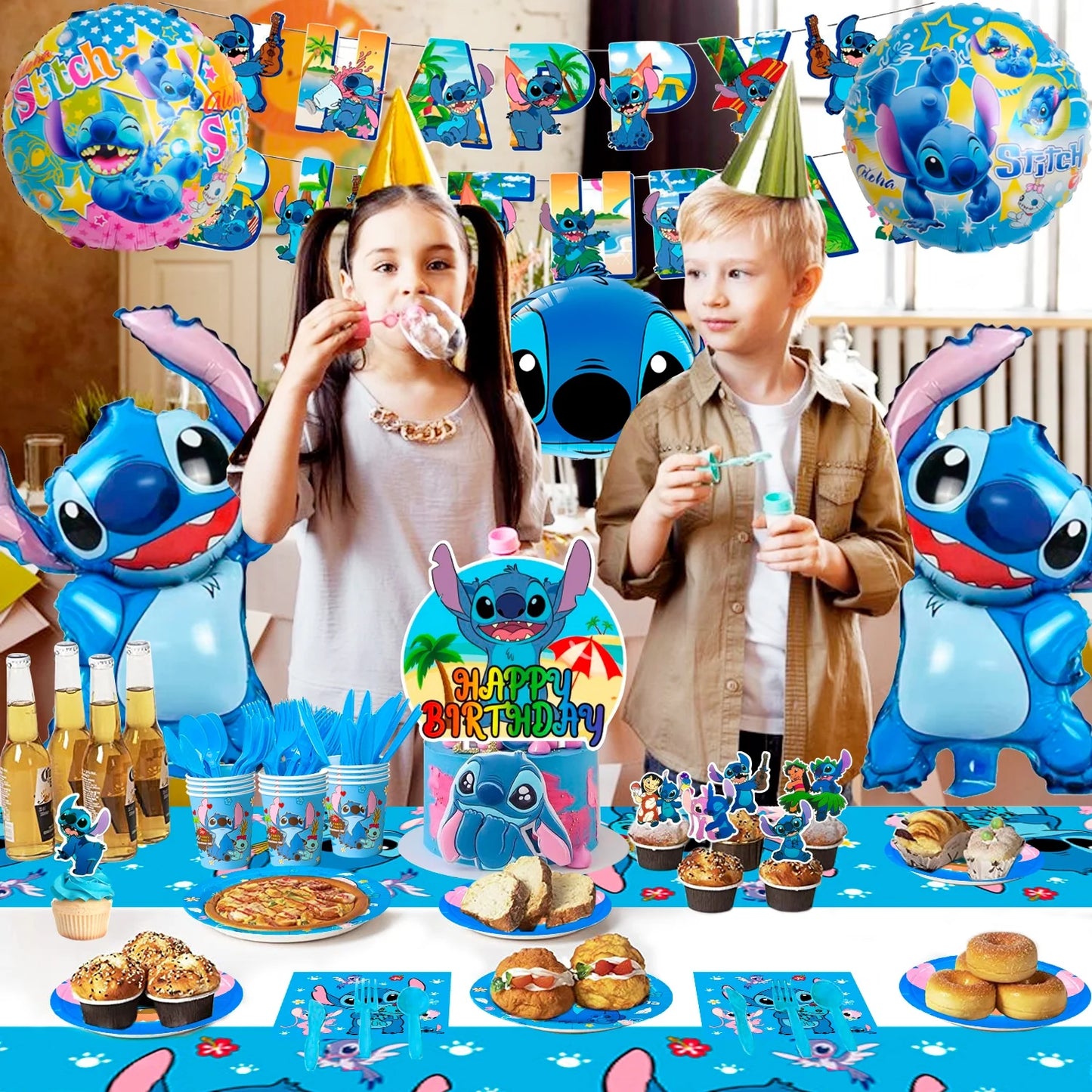 Cartoon Party Supplies,Cartoon Birthday Decorations&Cartoon and Angel Birthday Tableware Set - Cartoon Birthday Party Balloons Banner&Cartoon Party Plates Napkins Etc Cartoon Birthday Party Supplies