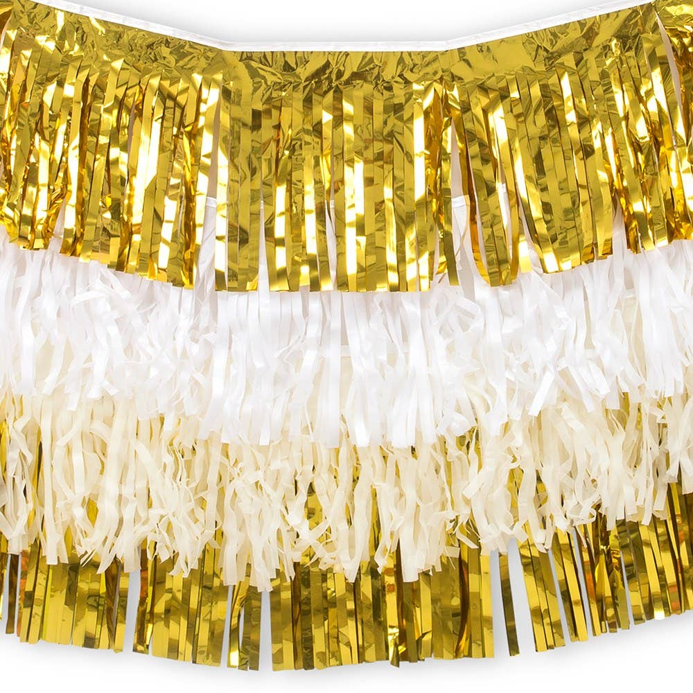 Tissue Paper & Metallic Foil Layered Fringe Garland