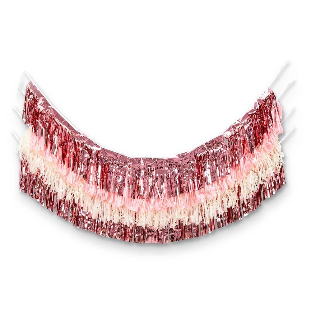 Tissue Paper & Metallic Foil Layered Fringe Garland