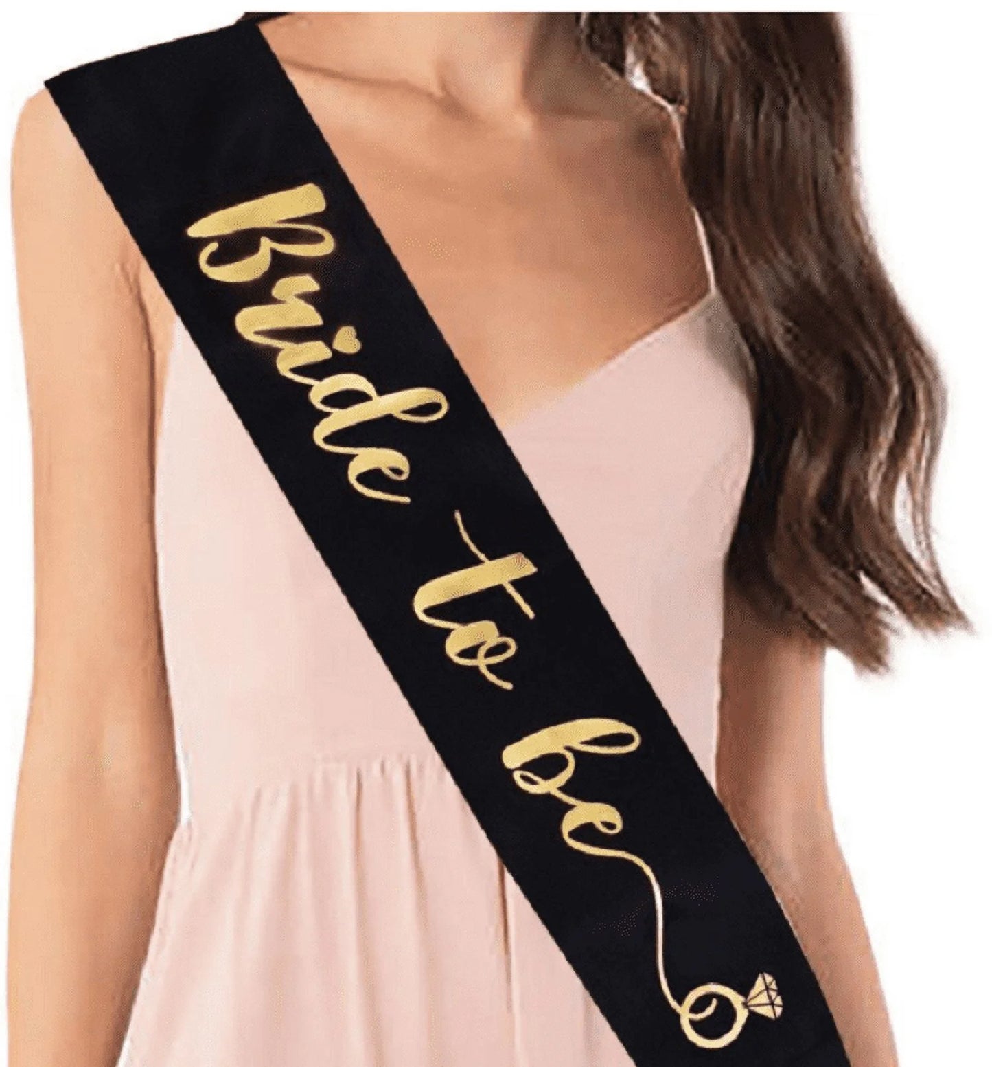 Bride to Be Sash Party Favor Bachelorette Party Sash Bride Ribbon - WHITE with ROSE GOLD PRINT